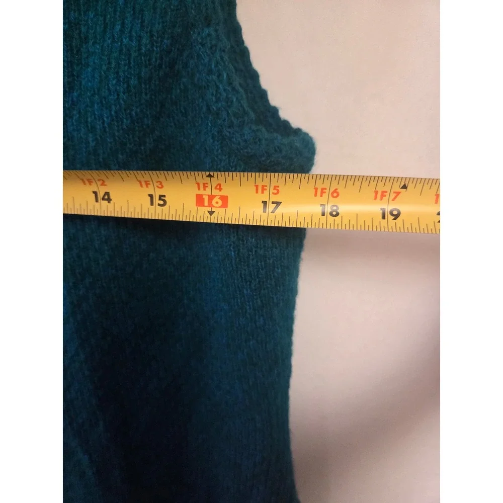 Vintage 1960s Teal Knit Sweater Vest Seapray Wool Blend Button Front Pockets Mod